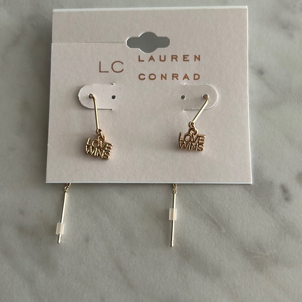 NWT LC Lauren Conrad Love Wins Threader Earrings